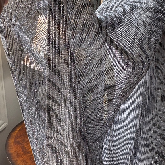 Zebra Print Metallic Mesh Shimmery Shawl with Fringe - Picture 4 of 6